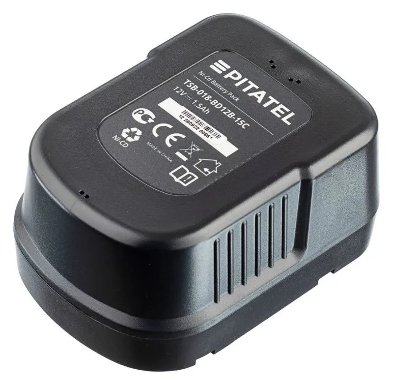 Аккумуляторная батарея Pitatel TSB-018-BD12B-15C (BLACK&DECKER p/n: A12, A12EX, A12-XJ, FS120B, FSB12, HPB12, 912B.H), Ni-Cd 12V 1.5Ah