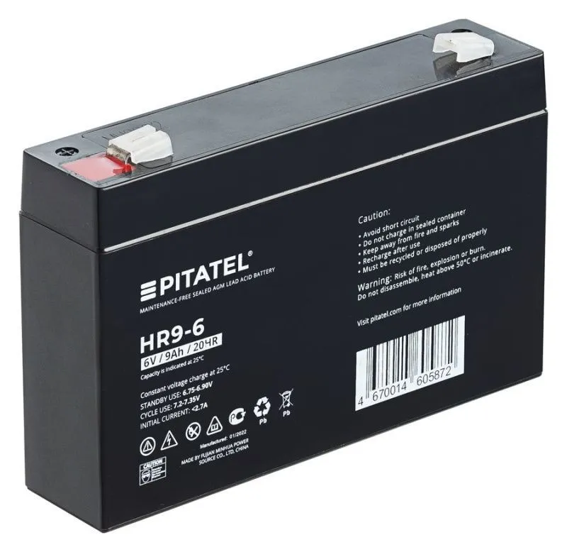 Аккумулятор Pitatel HR9-6, 6V 9Ah