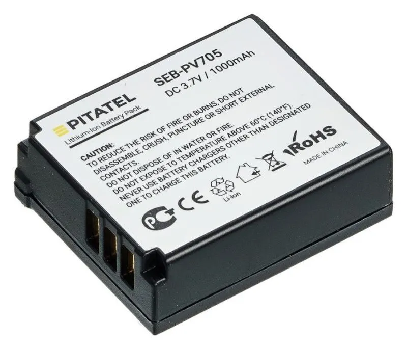 Аккумулятор Pitatel SEB-PV705 для Panasonic Lumix DMC-TZ1, TZ2, TZ3, TZ4, TZ5, 1000mAh