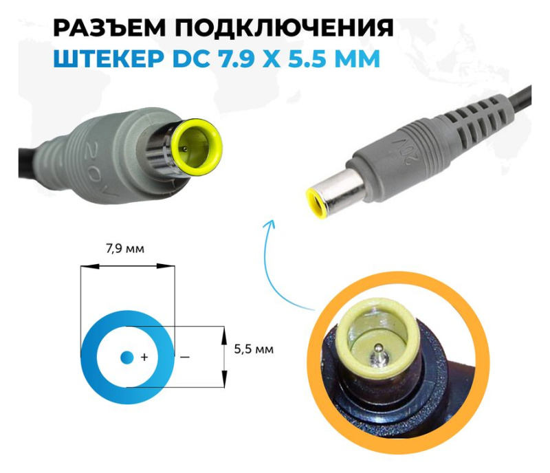 Блок питания Pitatel AD-050 для ноутбуков Lenovo (20V 6.75A)